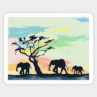 Elephants silhouette Sticker